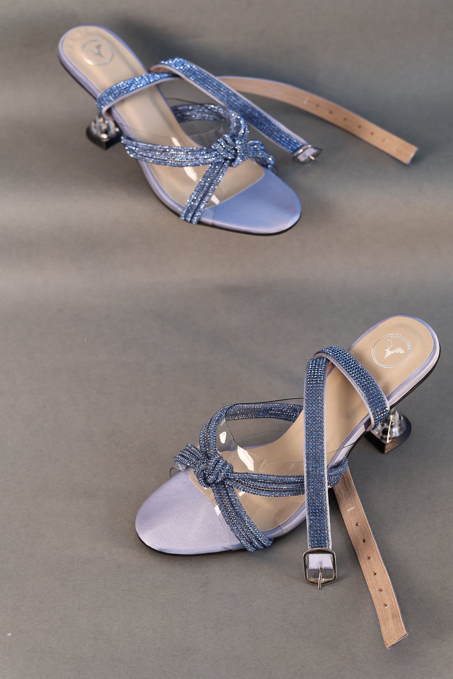 Knotty Blue With Straps Heel Sandals