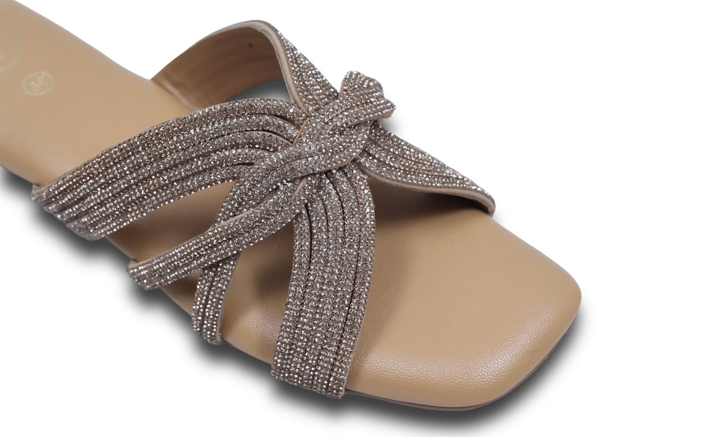 Gold Twister Open Toe Flat