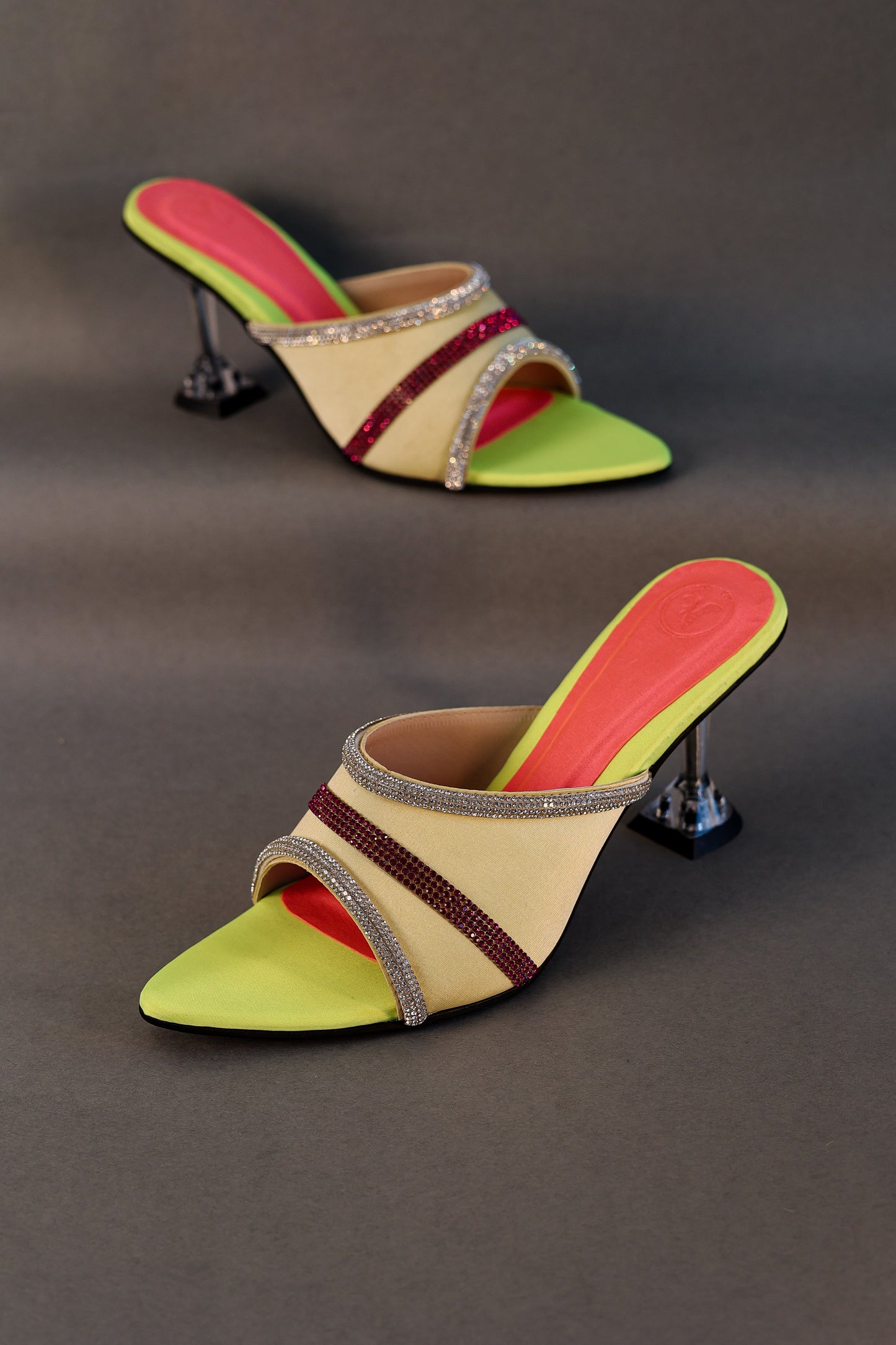 Blue Neon Open Toe Heel Sandal