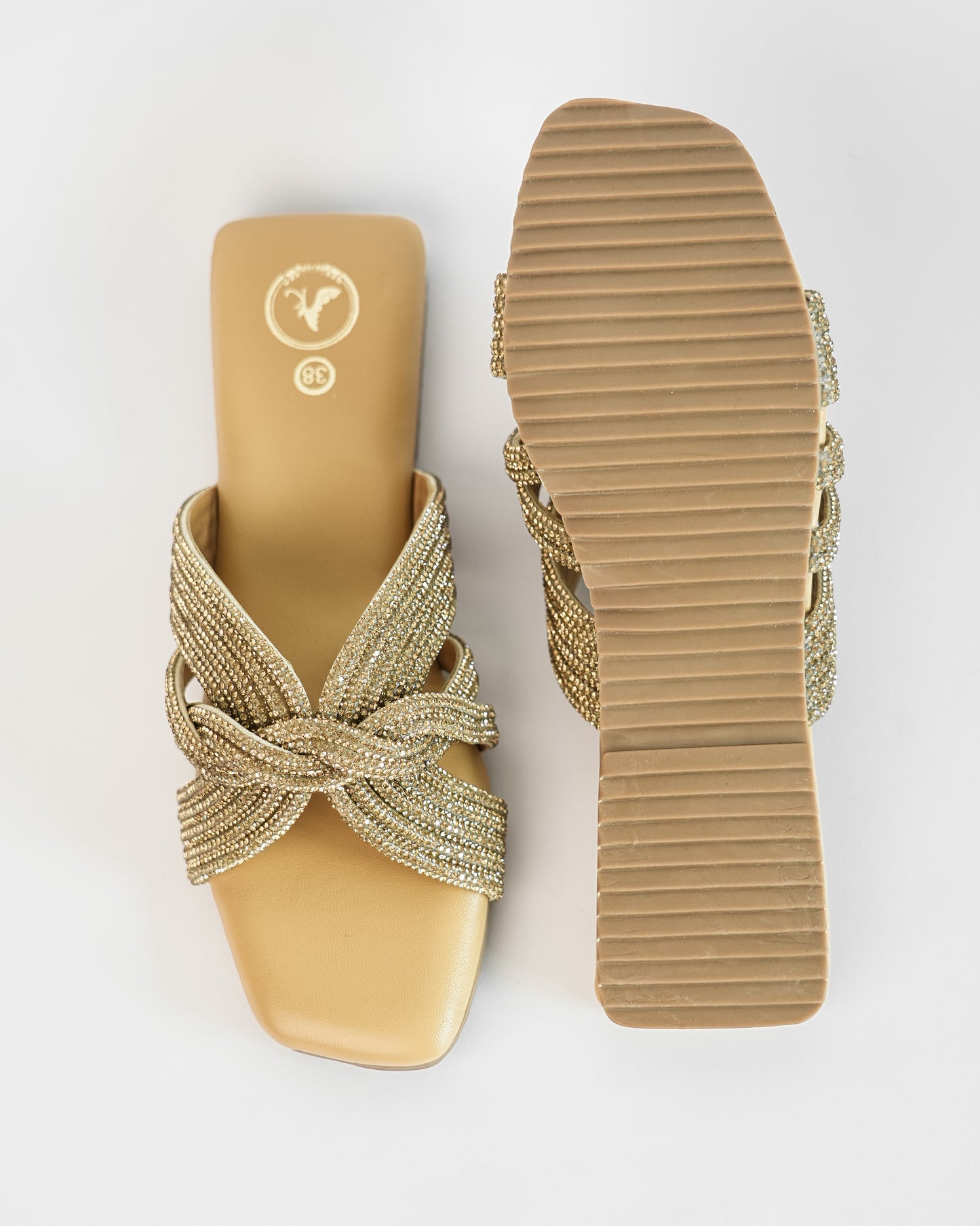 Nude Open Toe Slip-on closure Twister Flats