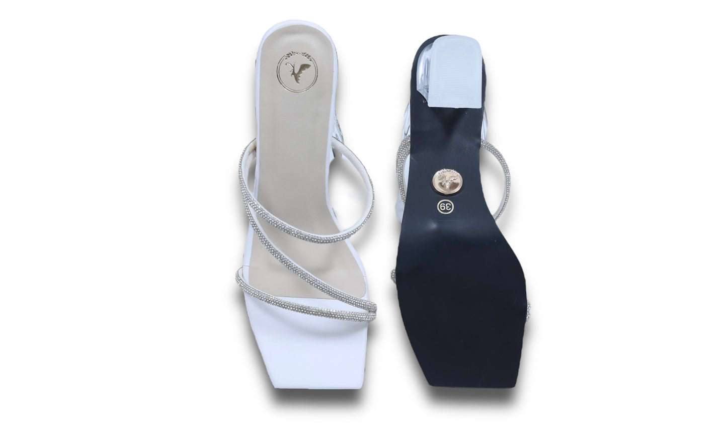 Z Basic White Open Toe Slip-on Heels