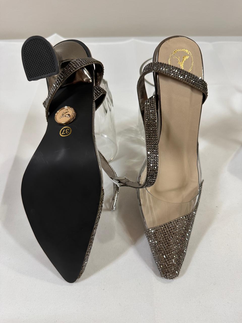 Closed Toe Faux Leather Sleek Cheek Gun Metal Heels