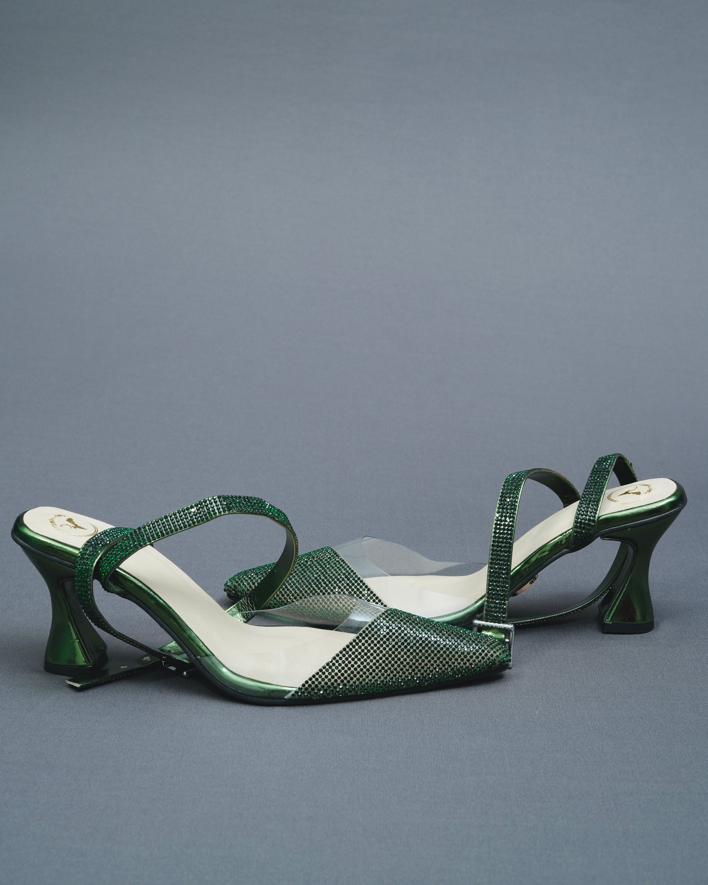 Closed Toe Faux Leather Green Sleek Cheek Heels