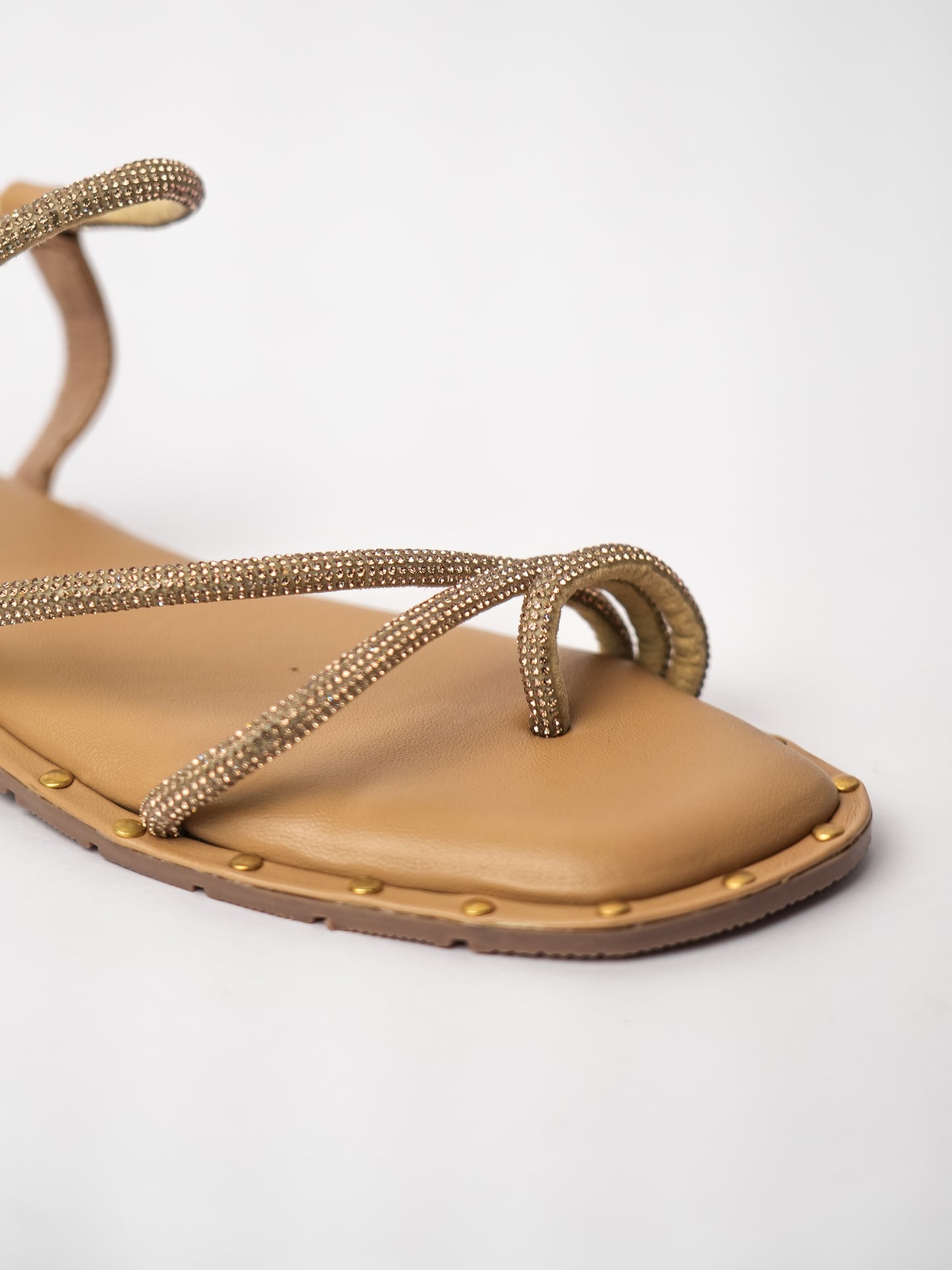 Nude Open Toe Malaika Studs Flats
