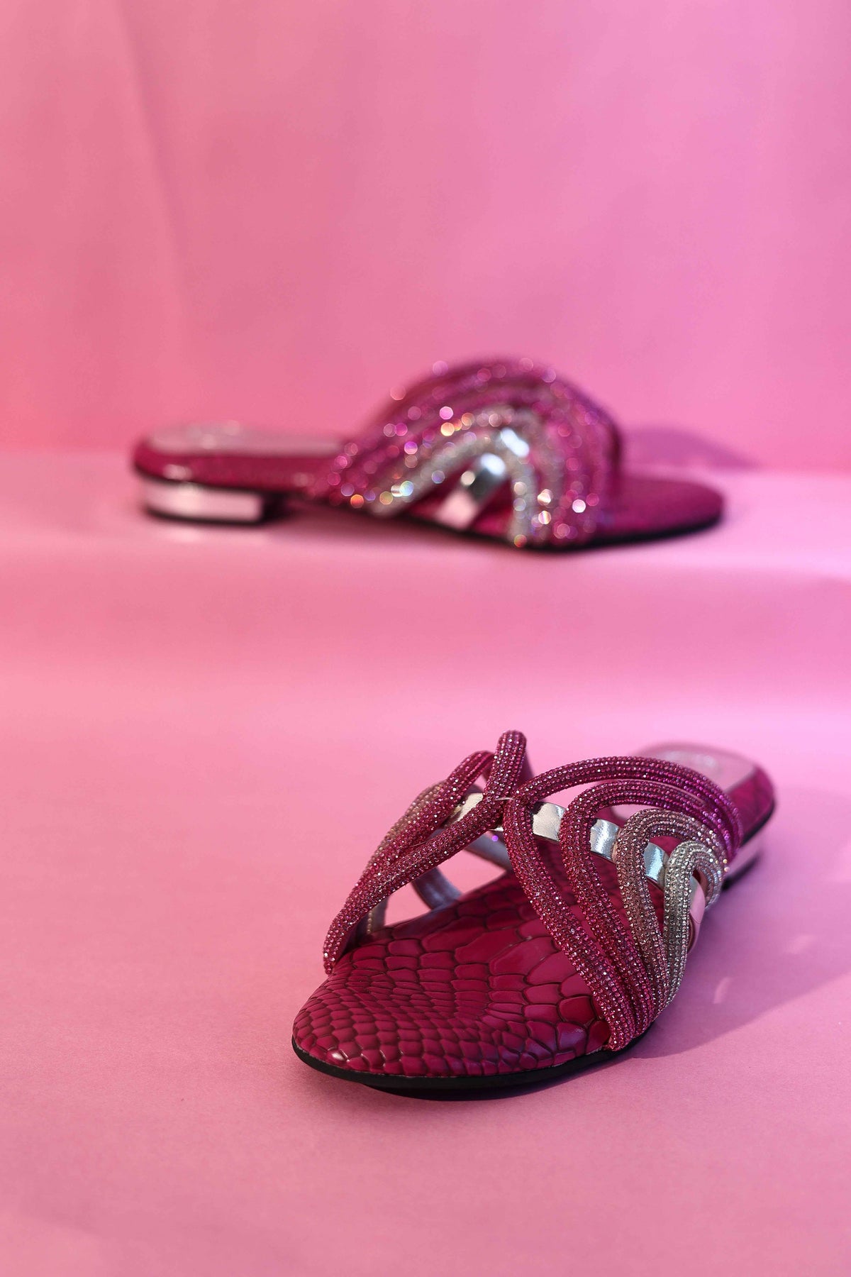 Pink Open Toe Kitten Heel Sandal