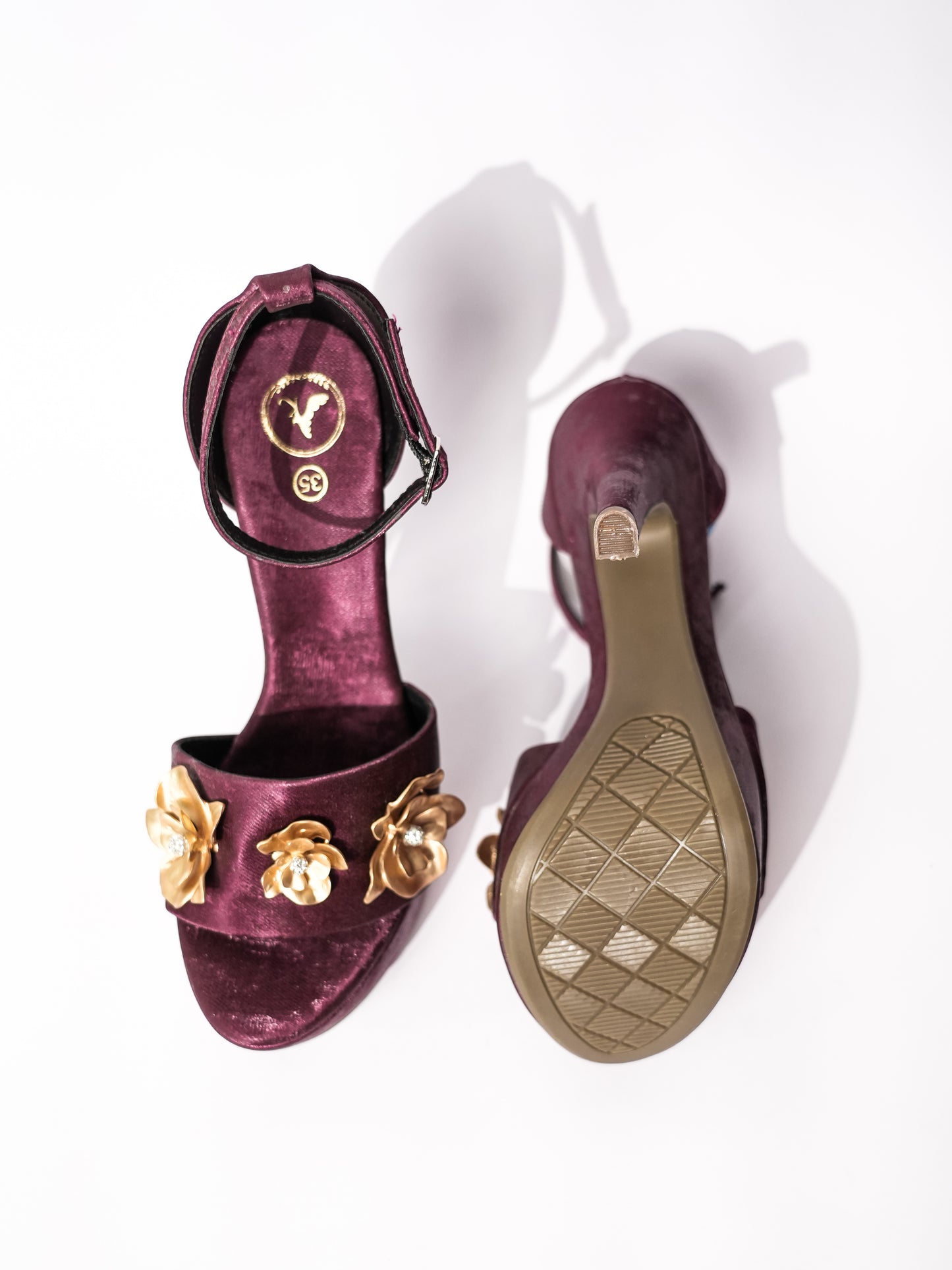 Maroon Open Toe Broad Fit Forever Rose Elevated Heels