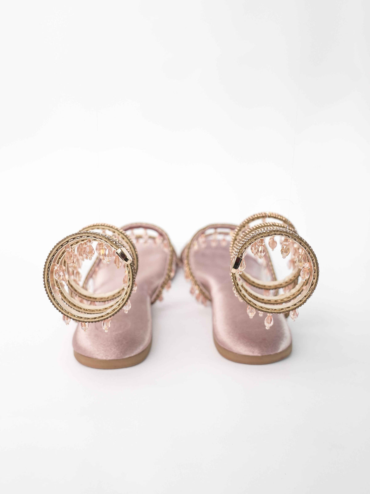 Rose Gold Open Toe Narrow Fit Amber Rose Spring Flats