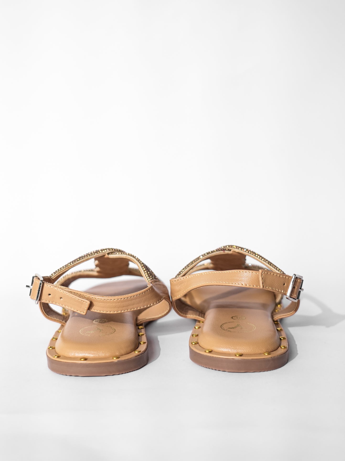 Gold Open Toe Twister Stud Flats