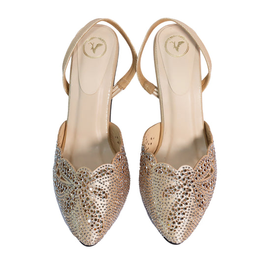 Gold Open Toe Eva Gold Rocks Heel