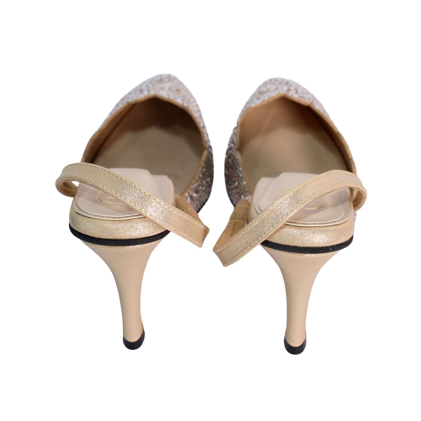 Gold Open Toe Eva Gold Rocks Heel