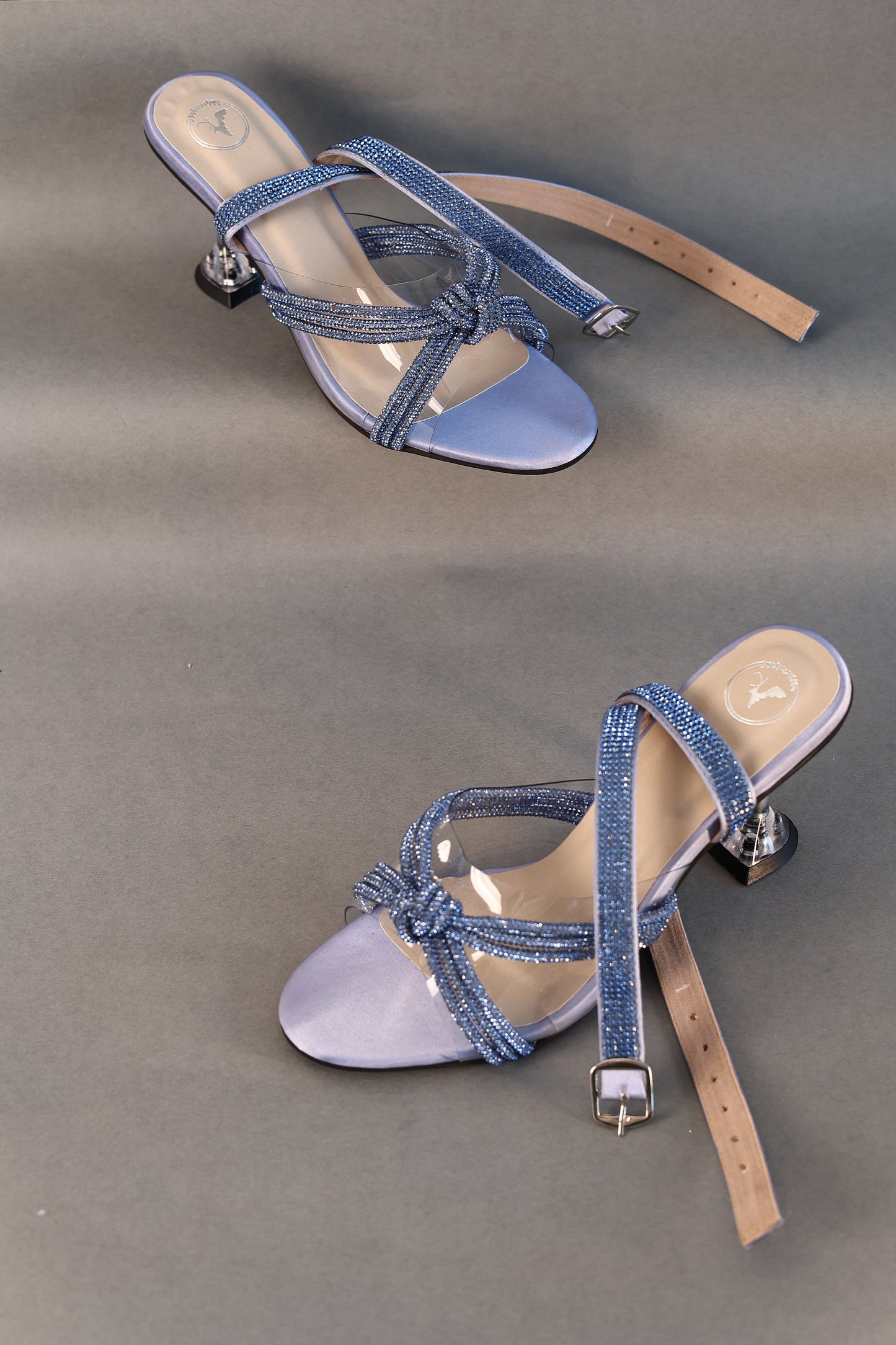 Knotty Blue With Straps Heel Sandals
