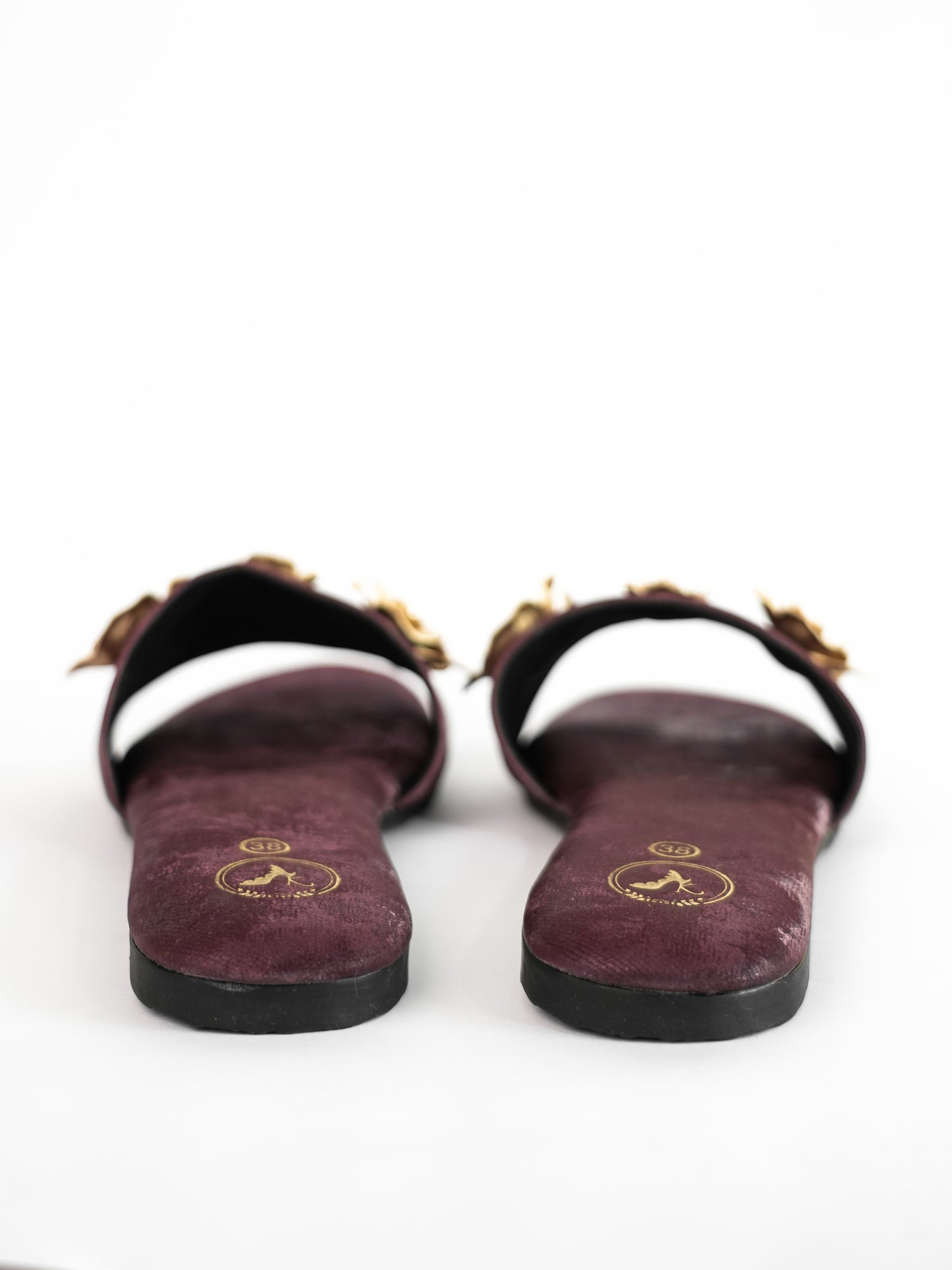 Maroon Open Toe Slip-on Closure Forever rose Flats