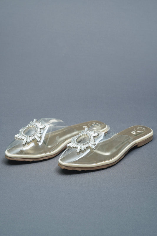 Close Toe Faux Leather  Gold star Flats