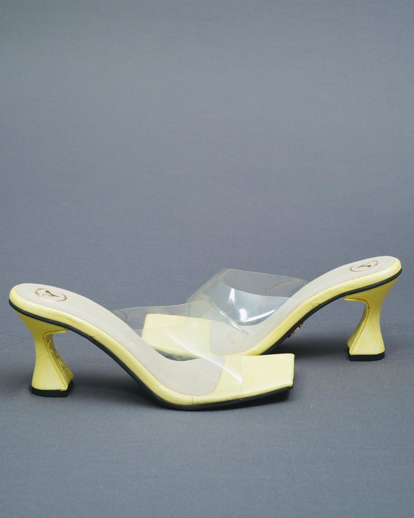 Open Toe Faux Leather Lemon Heels