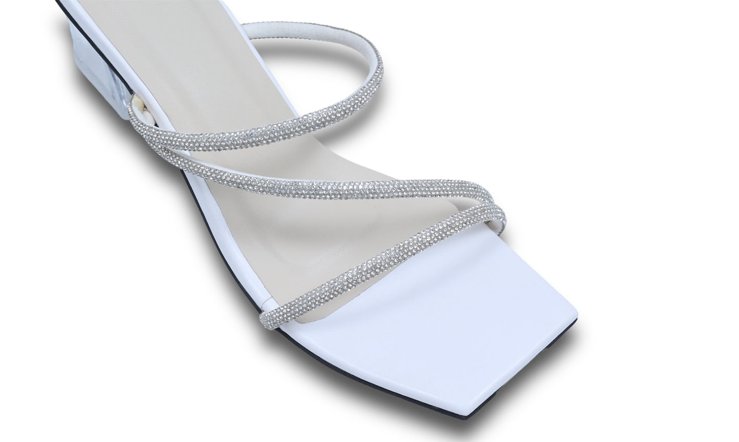 Z Basic White Open Toe Slip-on Heels