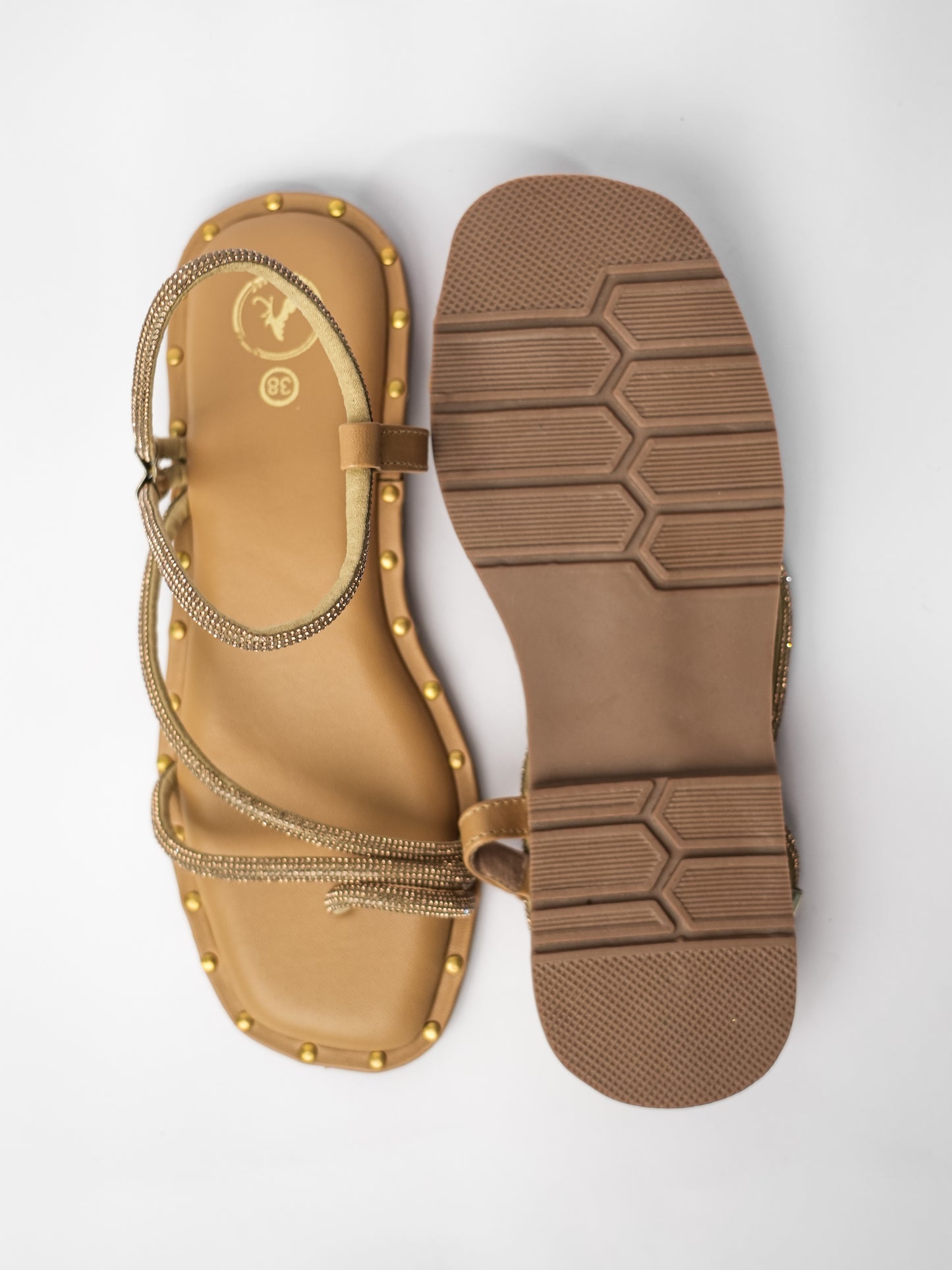 Nude Open Toe Malaika Studs Flats