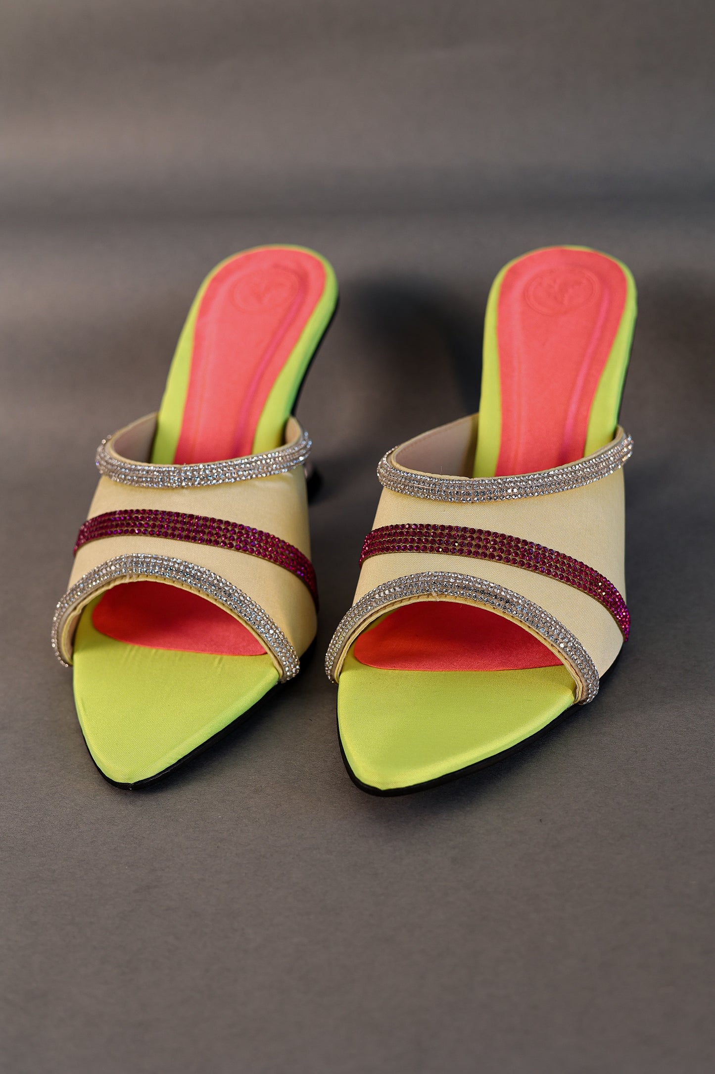 Blue Neon Open Toe Heel Sandal