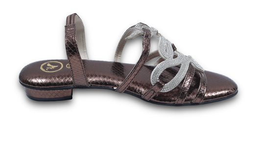 Brown Zig Zag Open Toe Flats