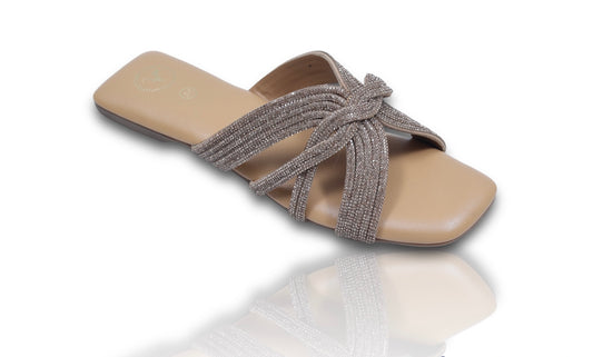 Gold Twister Open Toe Flat