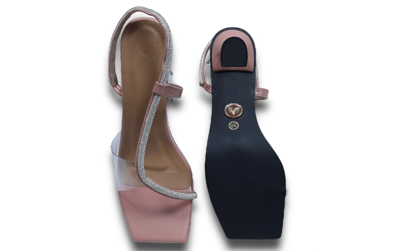 Nude Pink S Series Square Heel Sandal