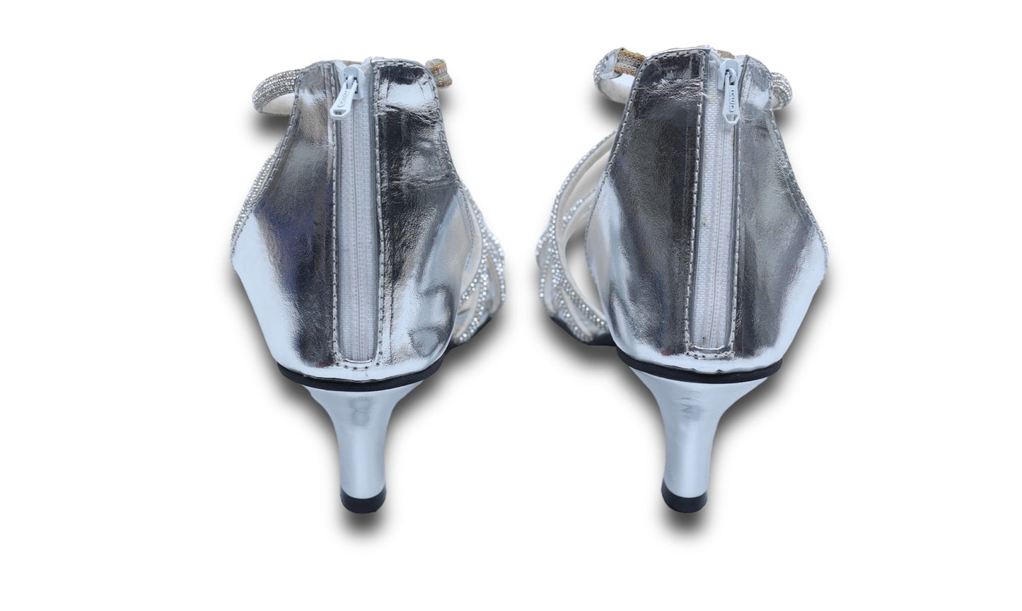 Atimka Silver Open Toe Heels