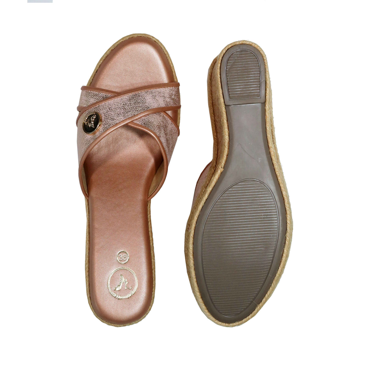Sufi Cork Open Toe Pink Wedge