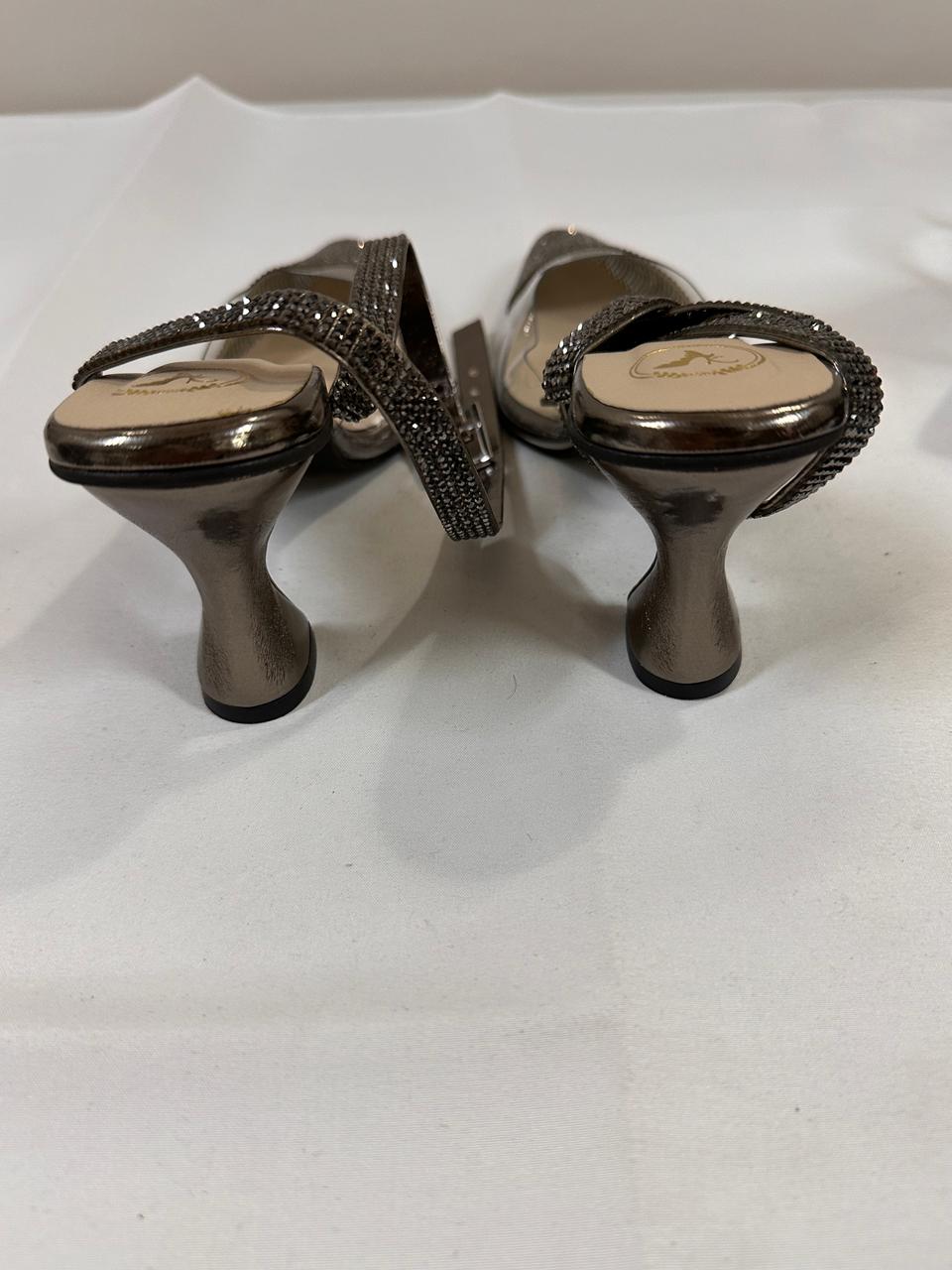 Closed Toe Faux Leather Sleek Cheek Gun Metal Heels