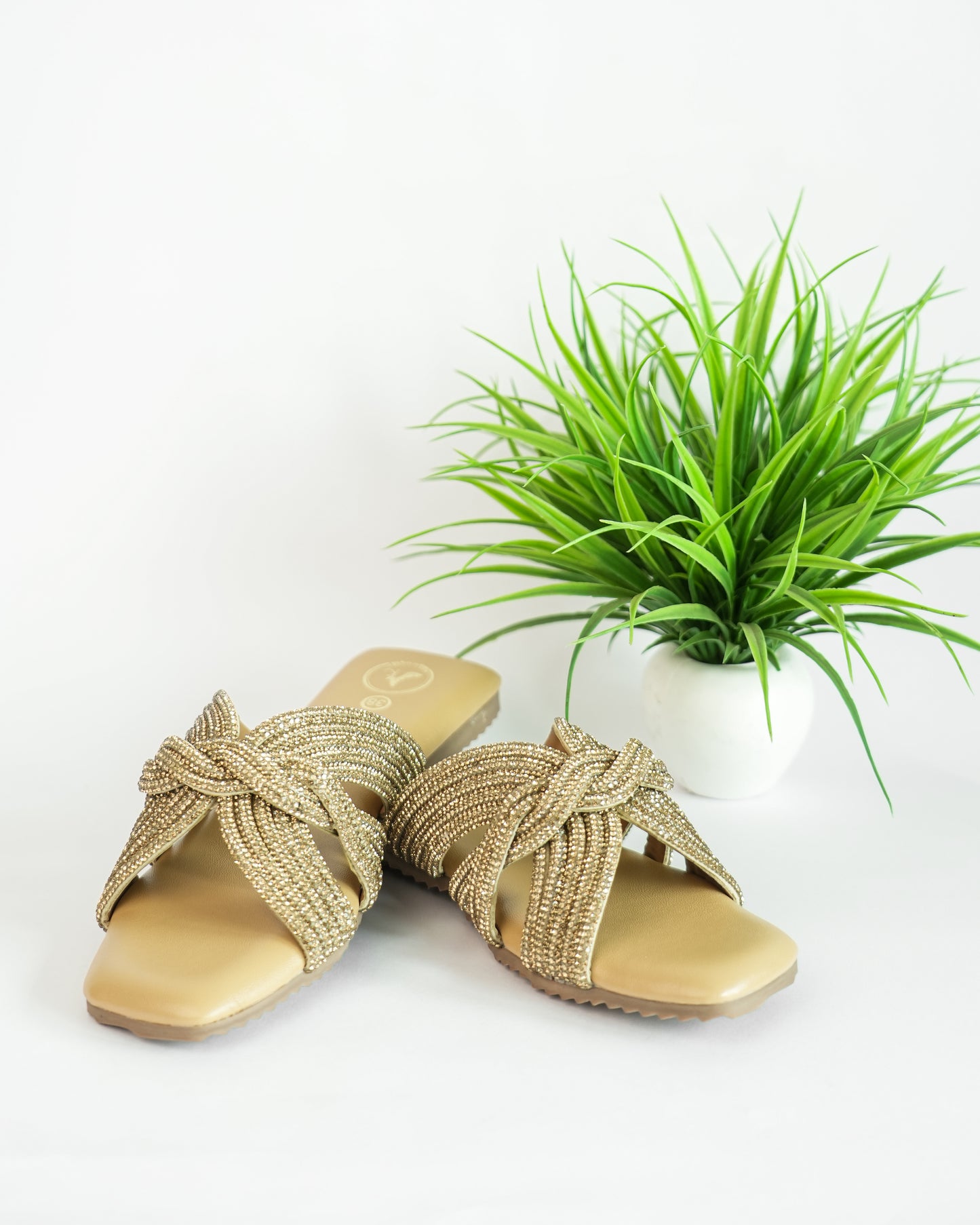 Nude Open Toe Slip-on closure Twister Flats