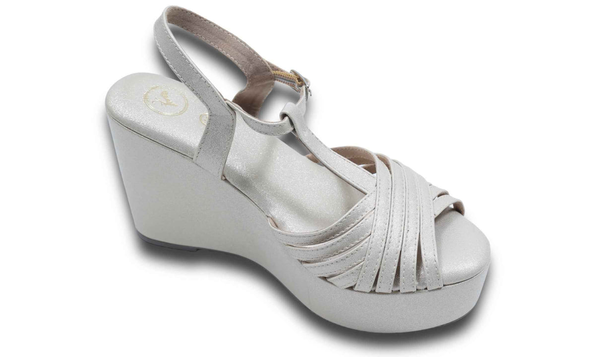 Dolphin Wedge Junk Beige Open Toe Heels