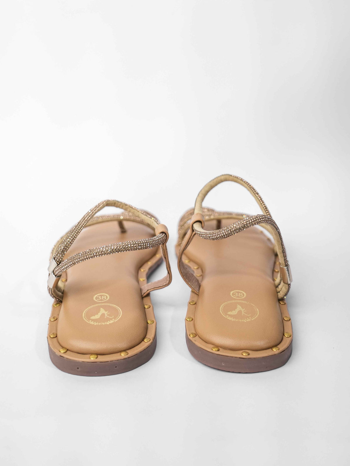 Nude Open Toe Malaika Studs Flats
