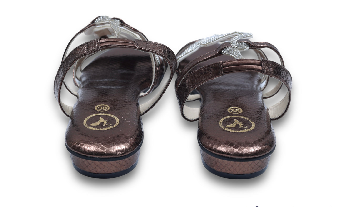Brown Zig Zag Open Toe Flats