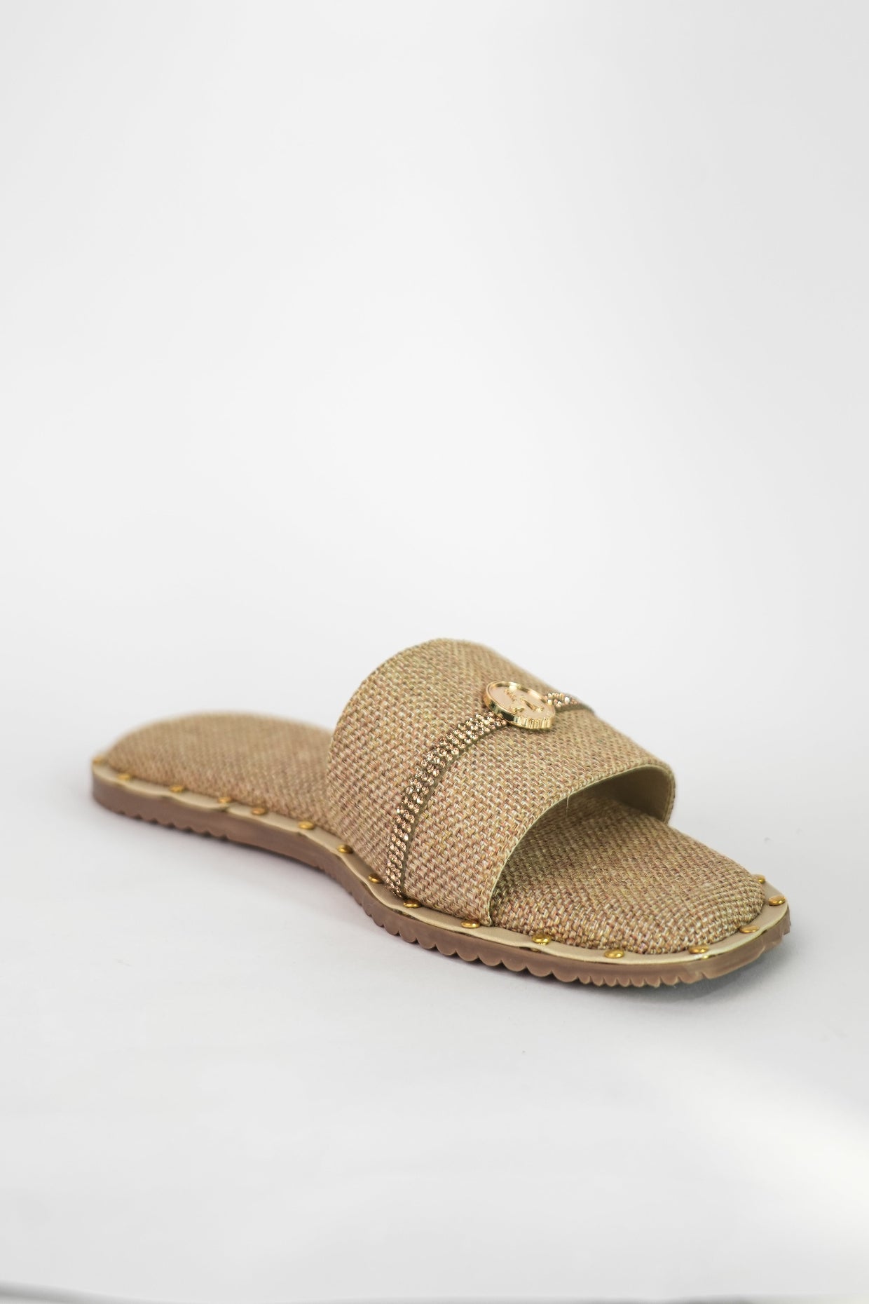 Beige Open Toe Slip-on closure Jute Logo Flats