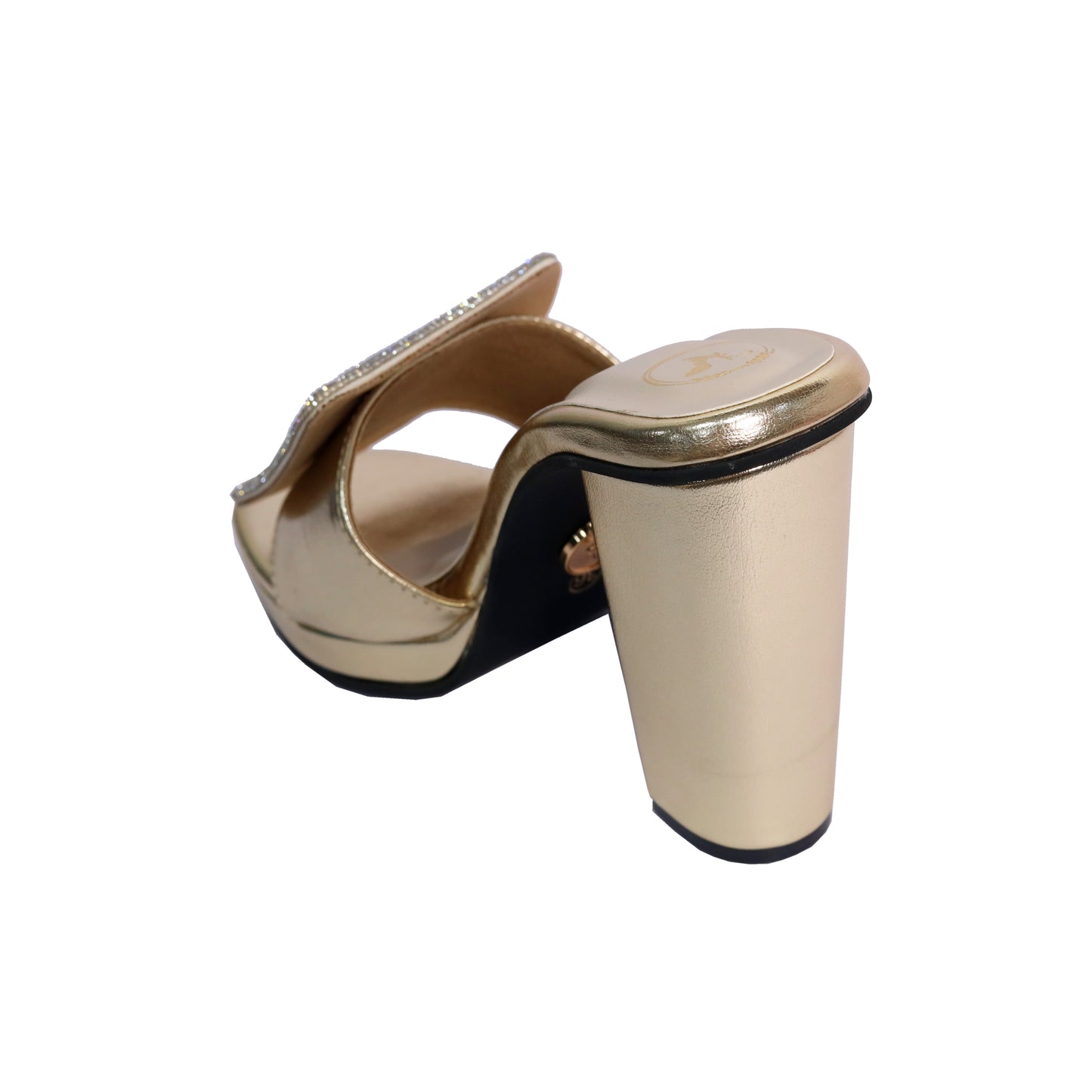 Women Open Toe Cube Globe Elevation Gold Heel