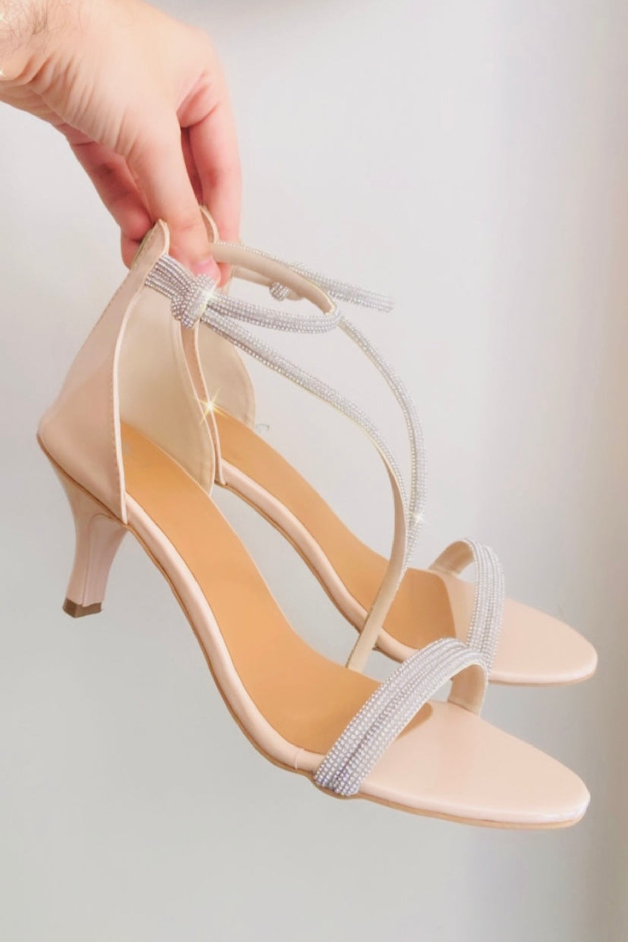 Beige Ananya Edit Textured Heels Sandals