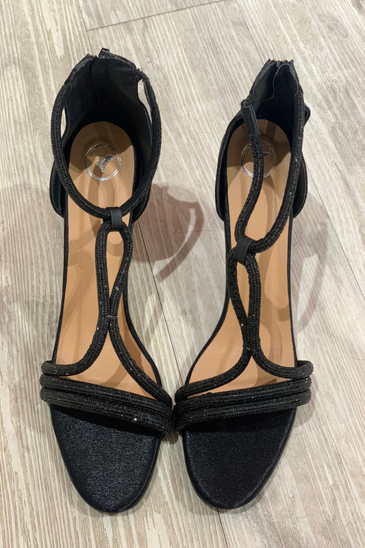 Black Elle Crisscross String Heel Sandals