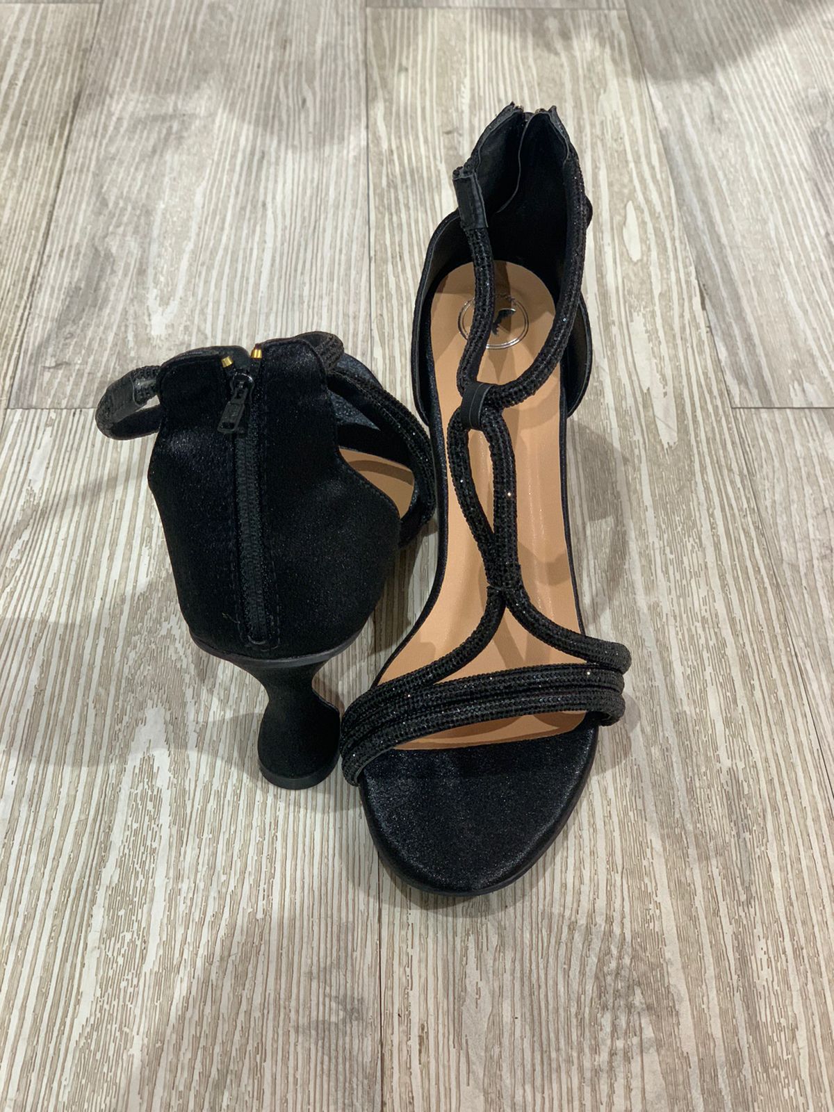 Black Elle Crisscross String Heel Sandals