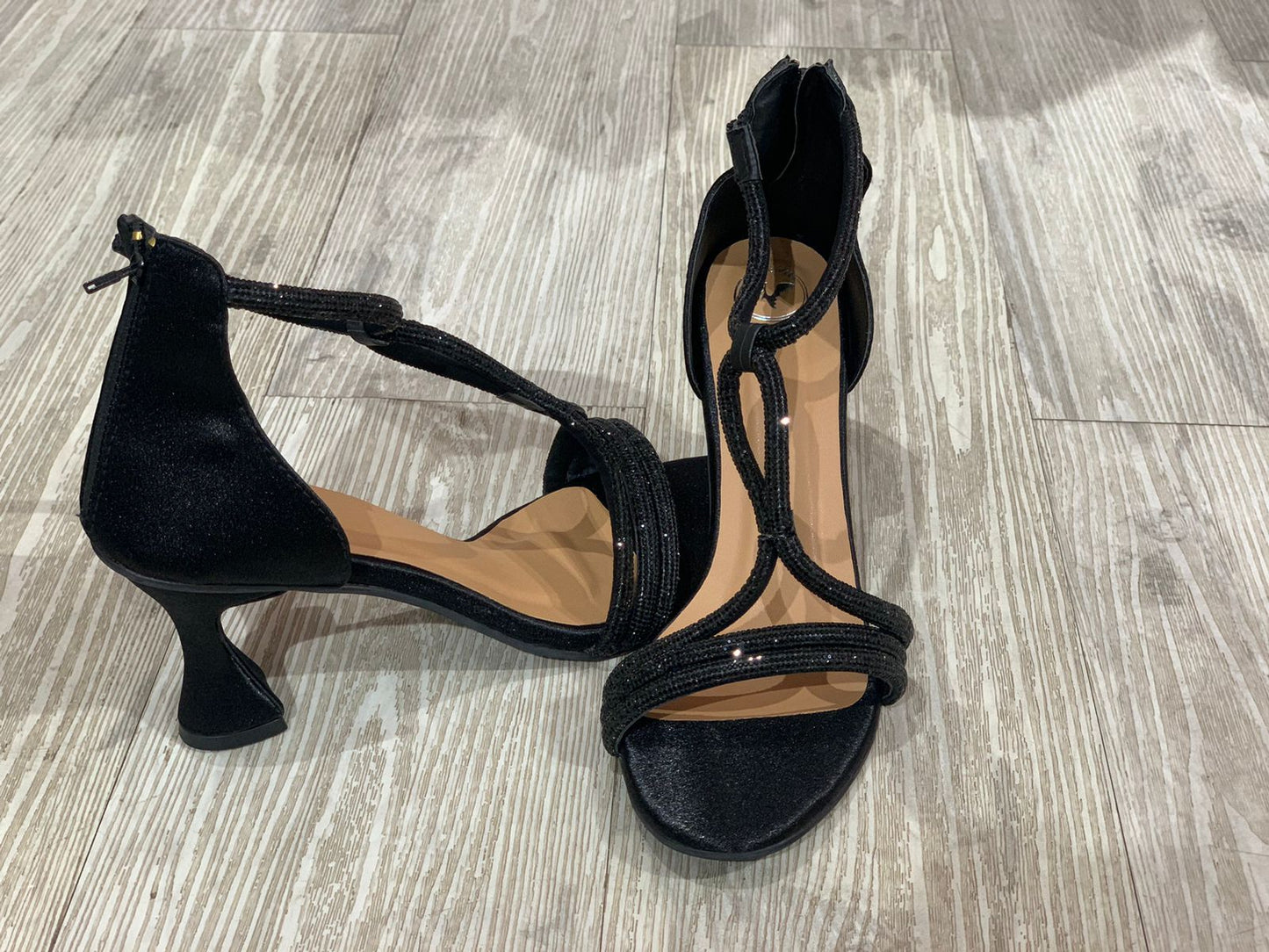 Black Elle Crisscross String Heel Sandals