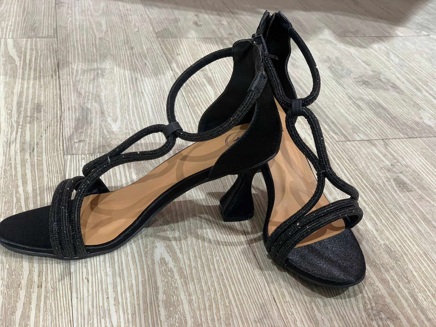 Black Elle Crisscross String Heel Sandals