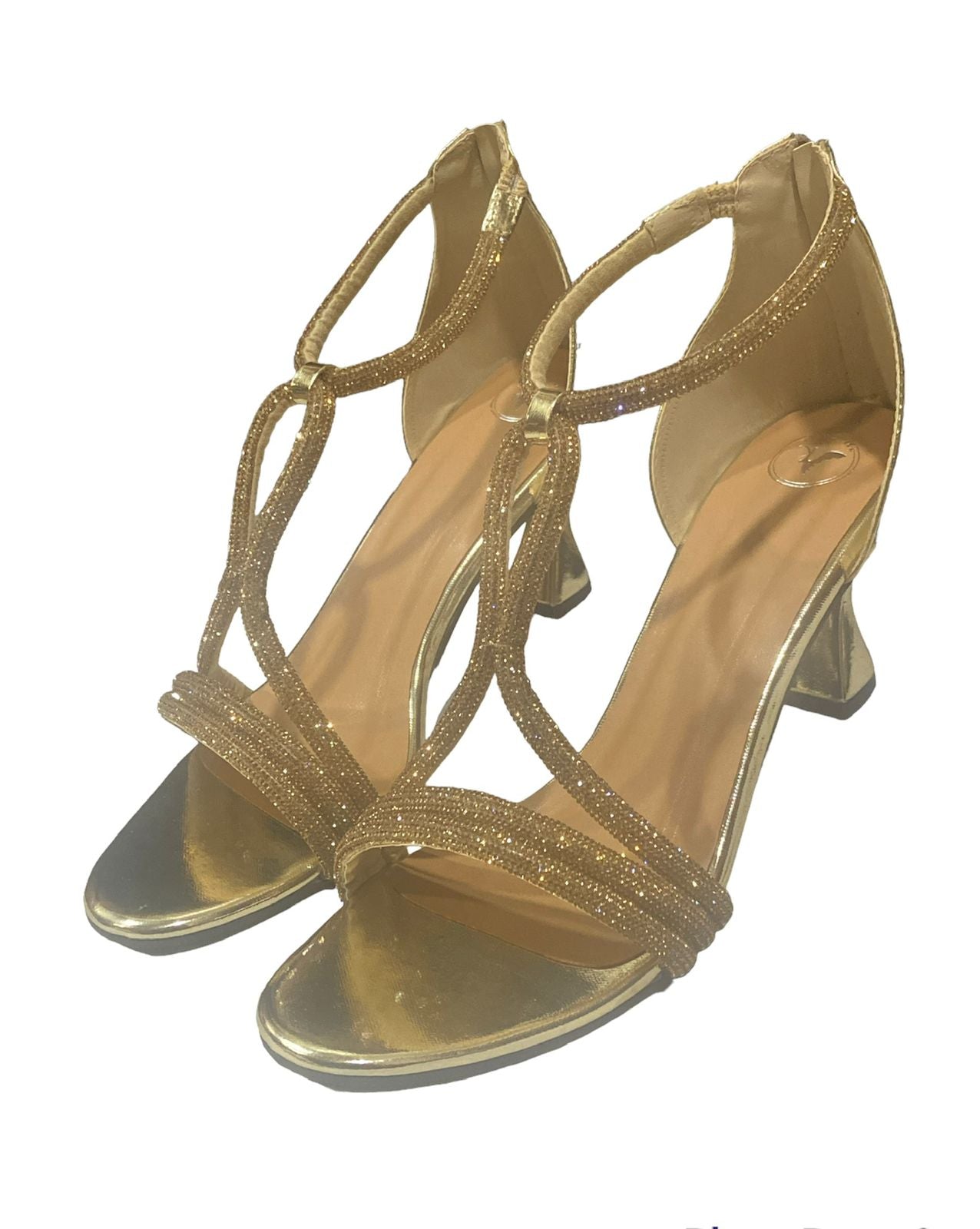 Gold Elle Crisscross String Heel Sandals