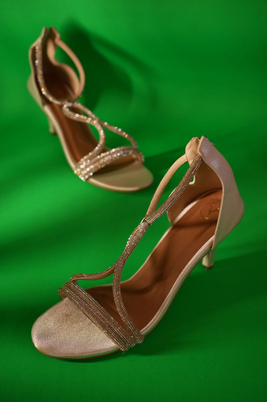 White Elle Crisscross String Heel Sandals