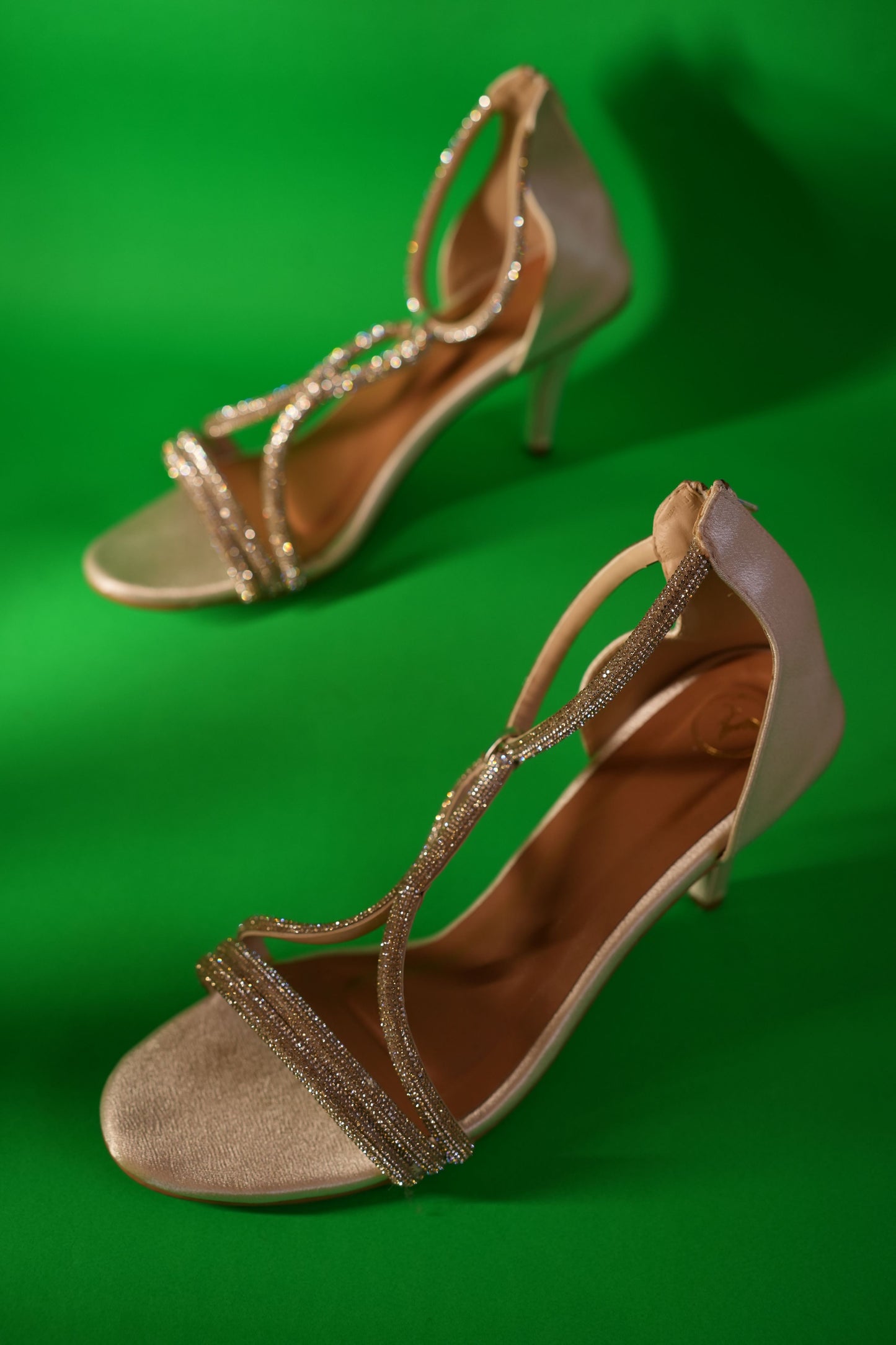 White Elle Crisscross String Heel Sandals