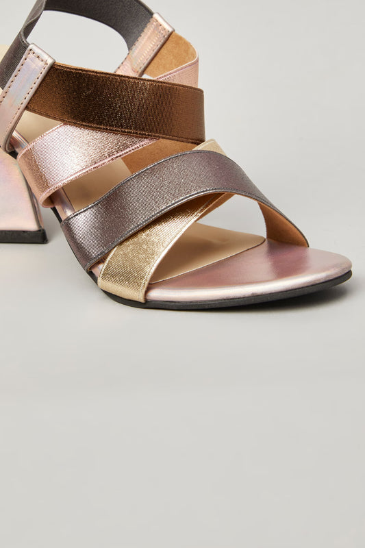 Brown Double X Elasty Open Toe Heel Sandal