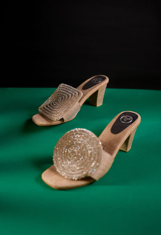 Silver Cube Globe Open Toe heel Sandals