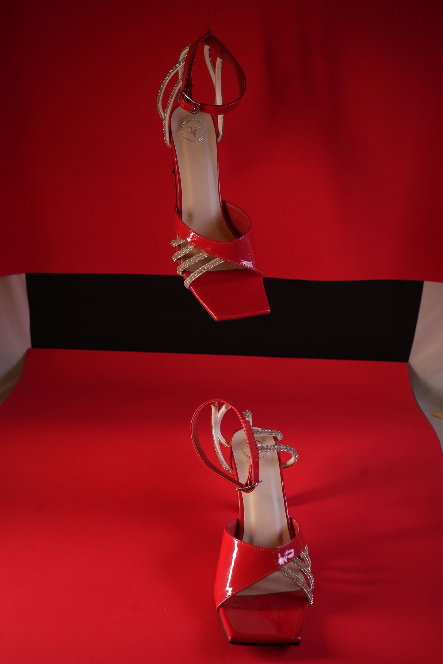 Red Elle Crisscross String Heel Sandals