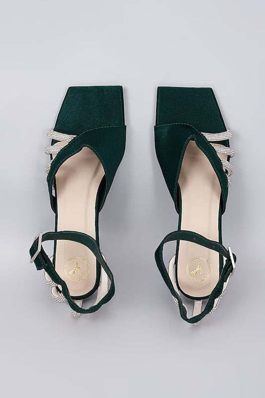 Green Elle Crisscross String Heel Sandals