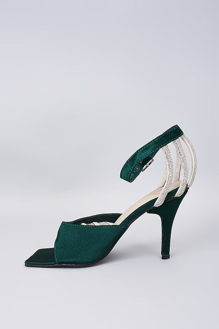 Green Elle Crisscross String Heel Sandals