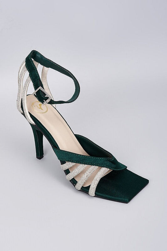 Green Elle Crisscross String Heel Sandals
