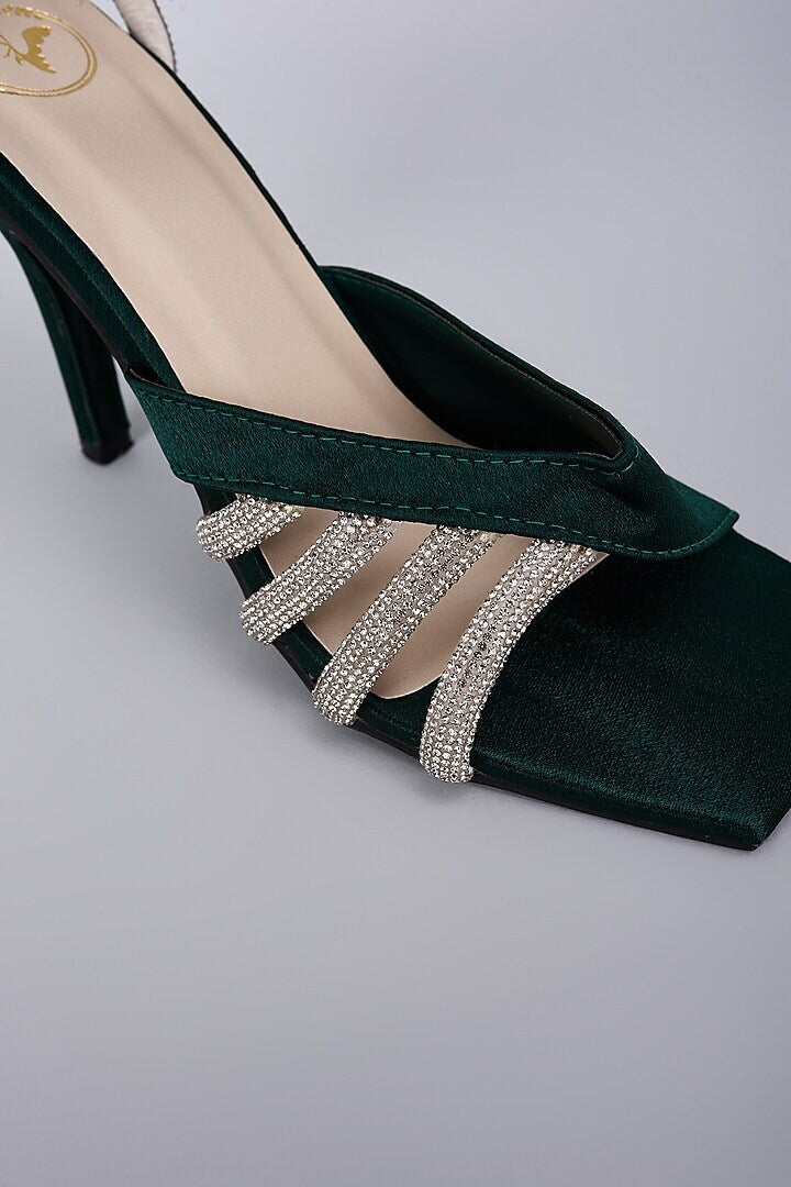 Green Elle Crisscross String Heel Sandals