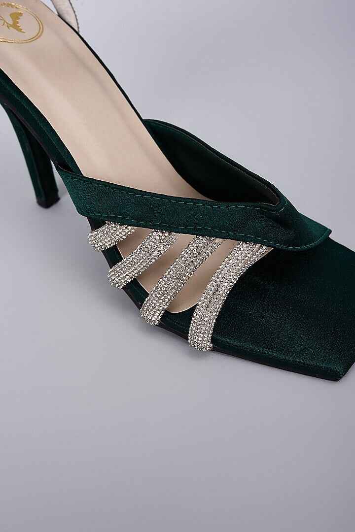Green Elle Crisscross String Heel Sandals