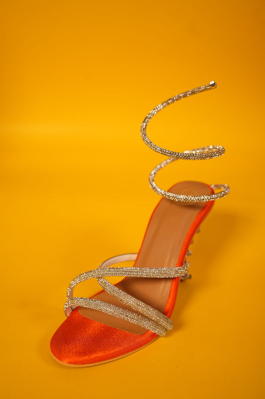 Orange Heel Spring Open Toe Party Heel Sandals